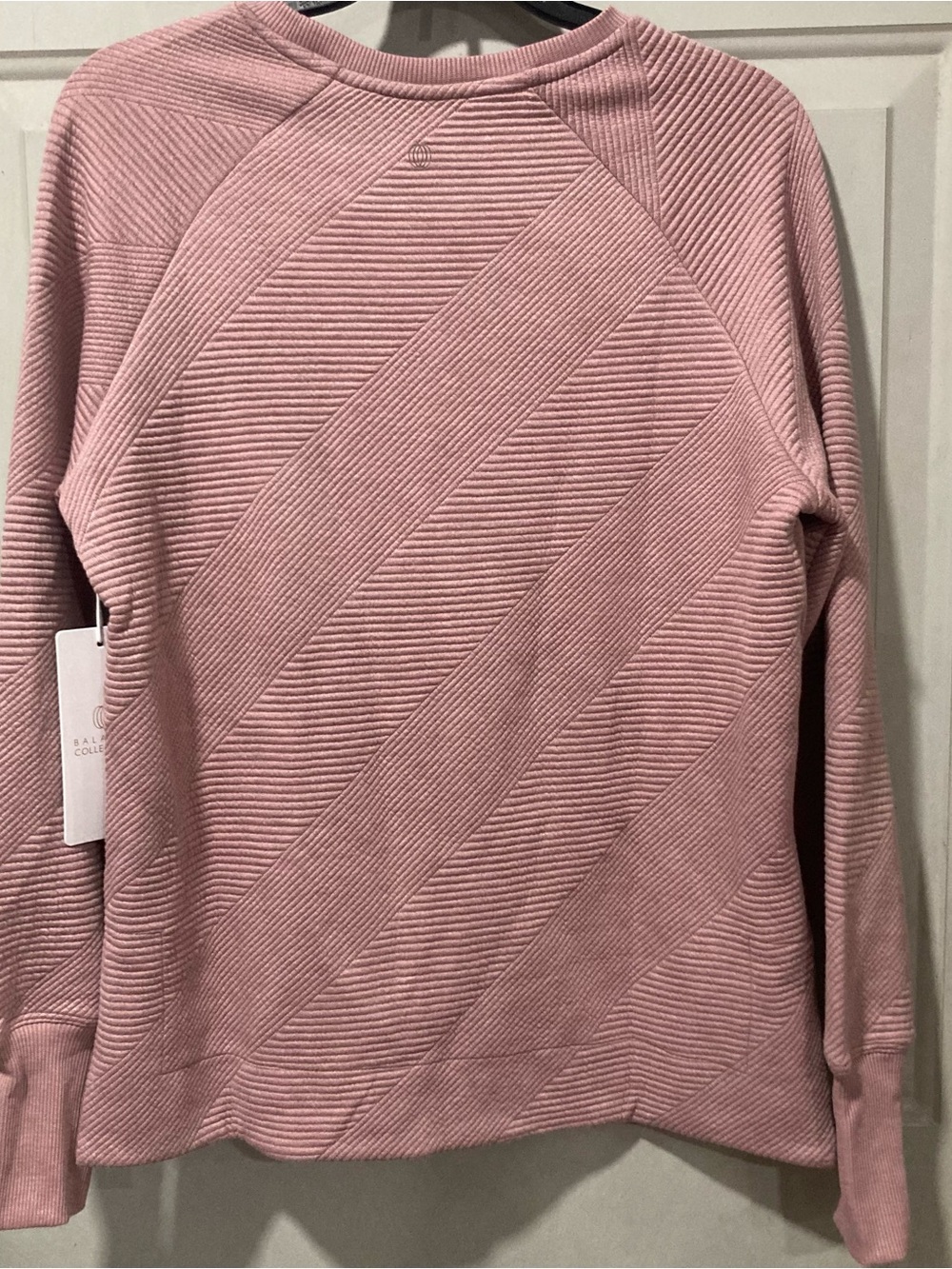Pink Ribbed Diagonal Knit Women's Sweater - Picture 6 of 6